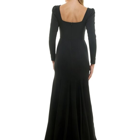 Taylor Women's Rhinestone-Trim Long-Sleeve Gown – Ebony Black (NWT, Size 14) - Picture 3 of 4